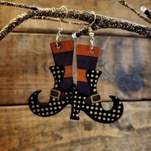 B1G1! Witch Shoes Halloween Autumn Dangle Earrings!